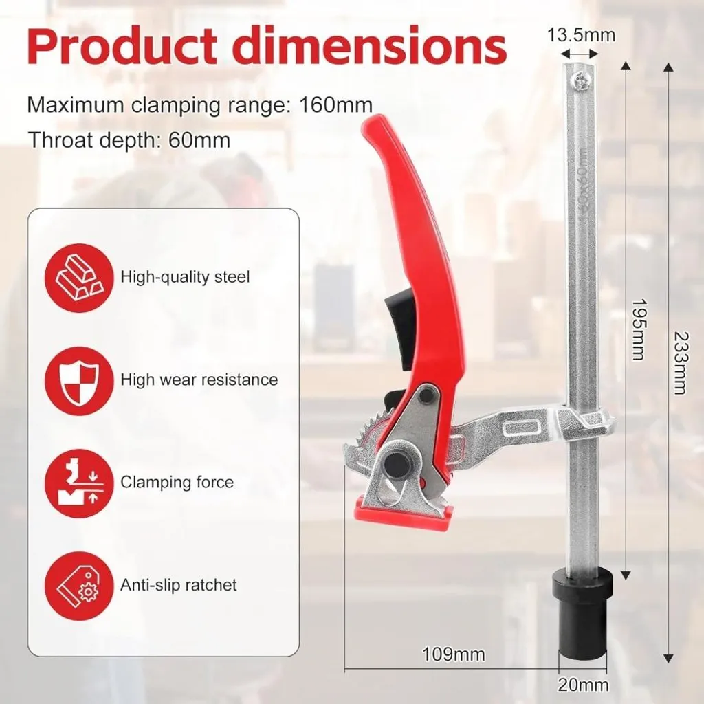 Serre-joint tout acier 20mm haute pression pour établi de précision - 12