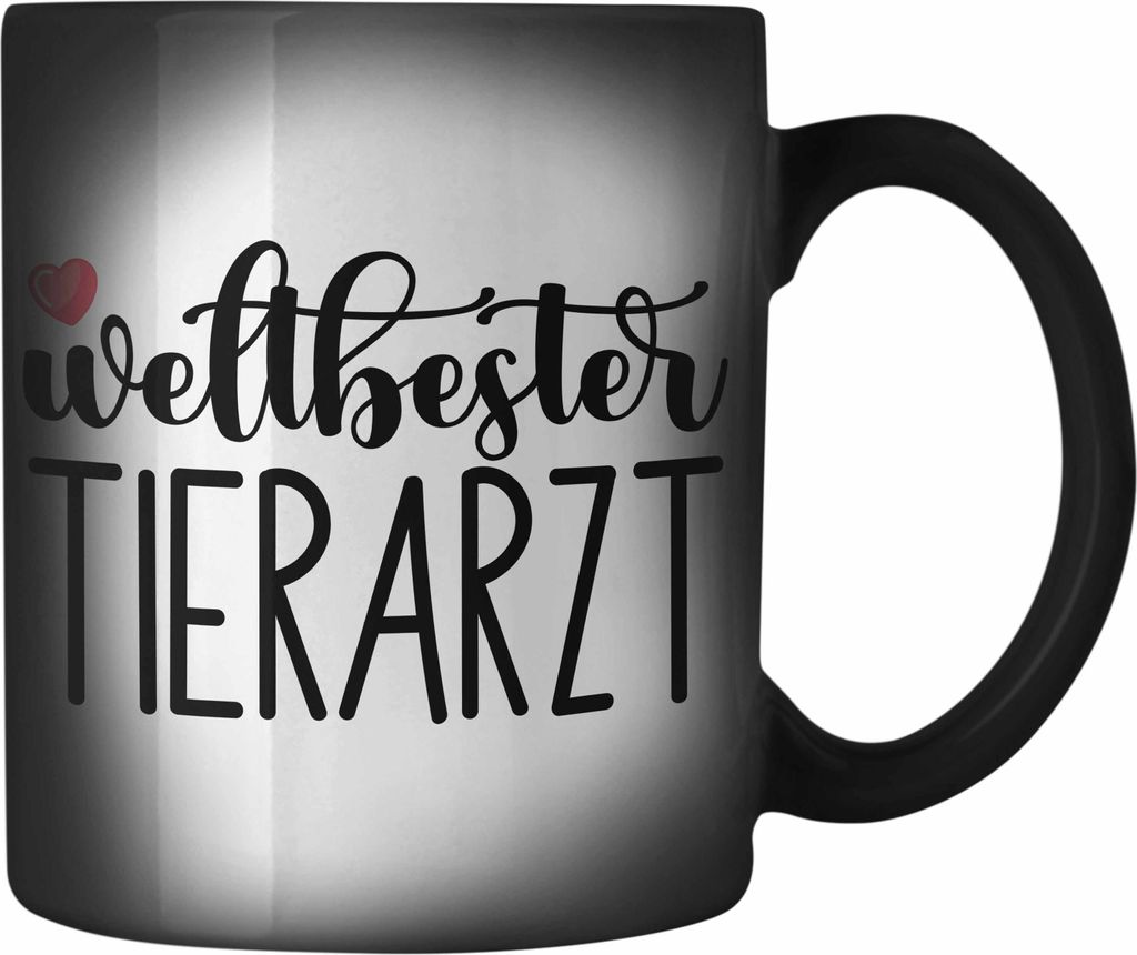 Trendation - Bester Tierarzt Geschenk Farbwechsel Zauber-Tasse Geschenkideen Veterinär Danke Dankeschön (Schwarz)