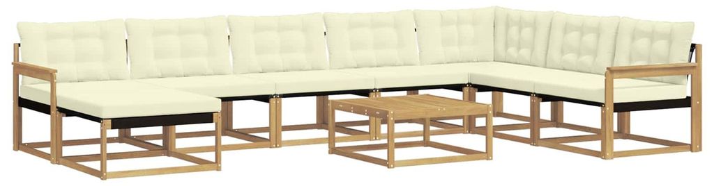 vidaXL Outdoor-Sofagarnitur 9 pcs Weiß und Creme Massivholz Akazie