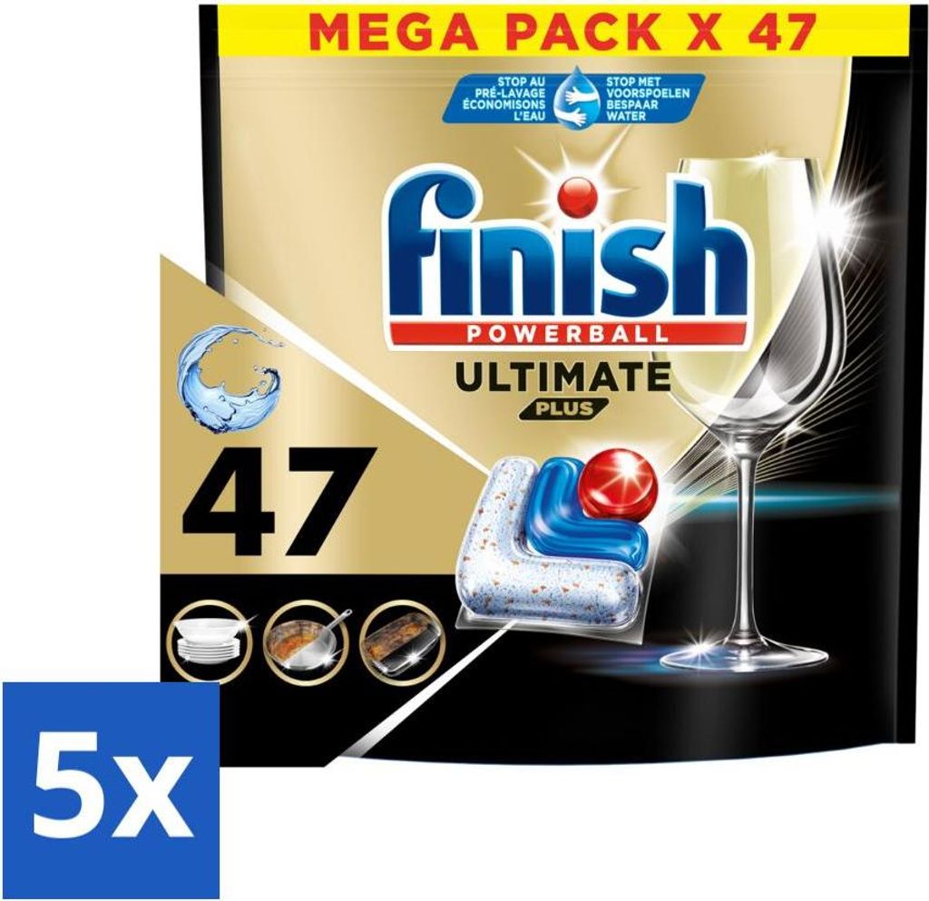 Finish - Geschirrspülmittel - Ultimate Plus All in One Regular - Kraftvolle All-in-1-Reinigung - 47 Kapseln - Vorteilspack - 5 Stücke
