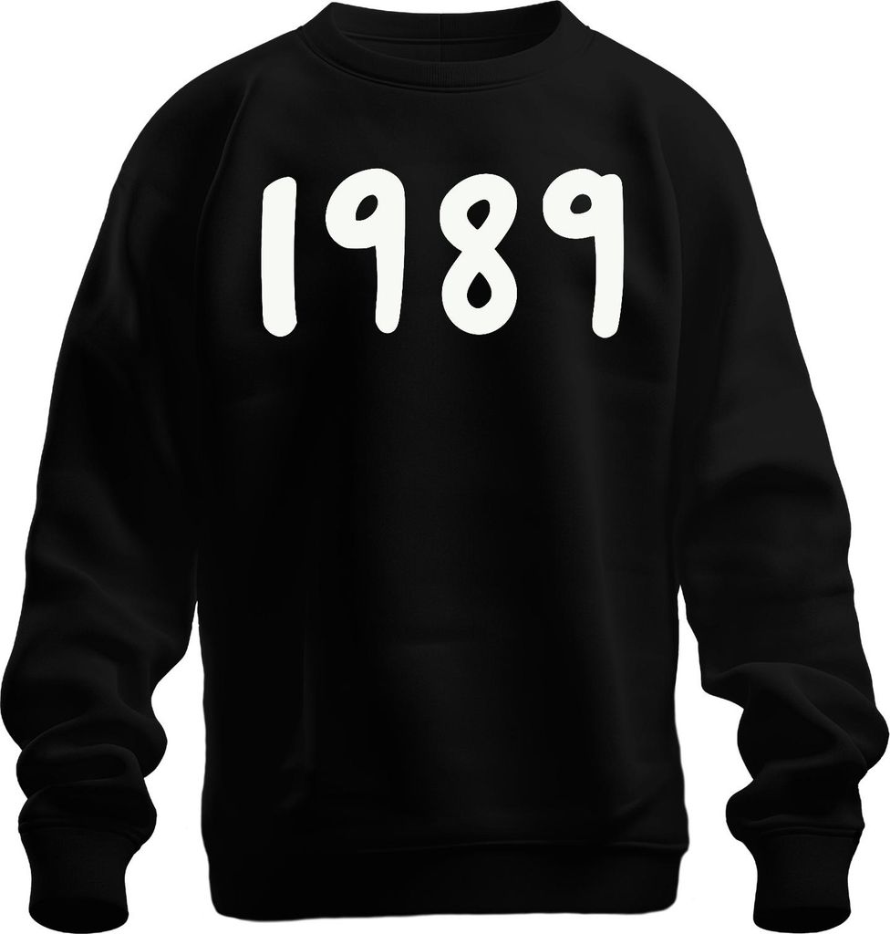 Jahrgang 1989 Retro 90er Geburtsjahr Geschenk Vintage Geburtstag Uni Sweatshirt Pullover, Schwarz, L