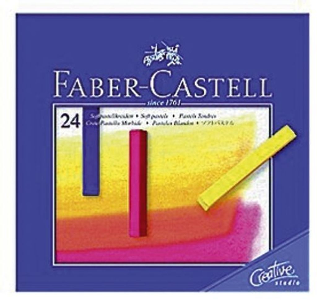 The image shows the packaging of Faber-Castell soft pastels.