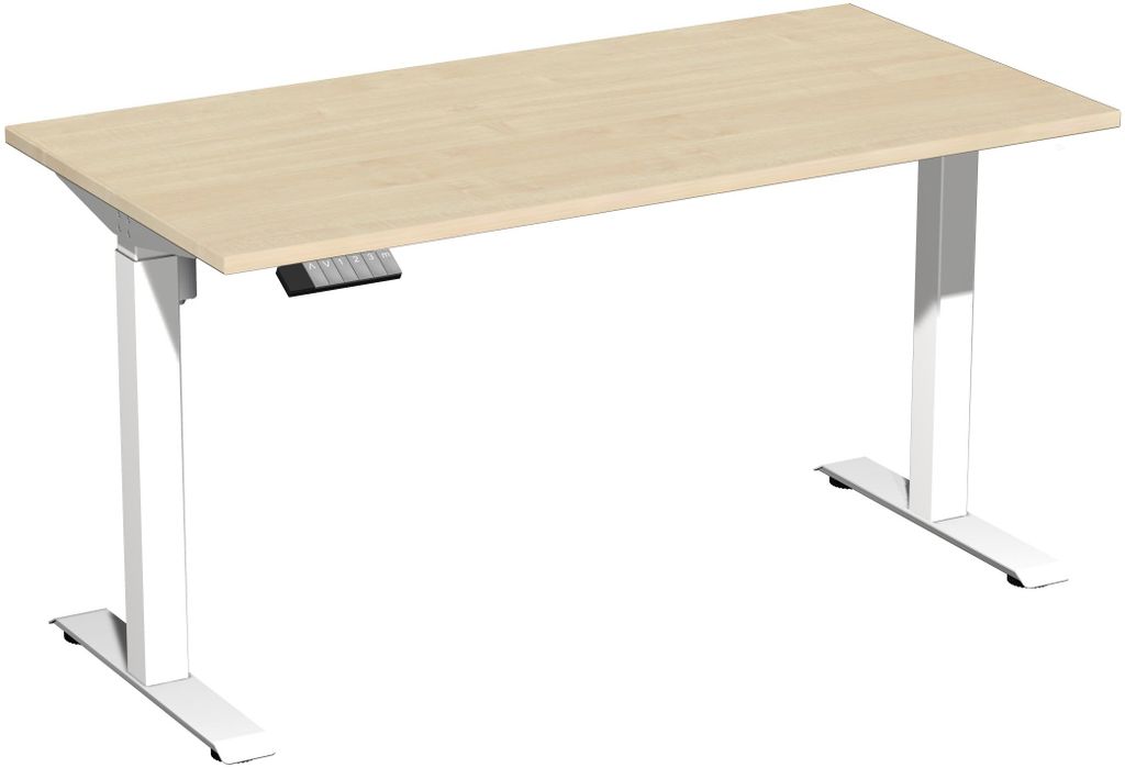 Elektro-Hubtisch höhenverstellbar, 1400x700x740-1175, Ahorn/Weiß