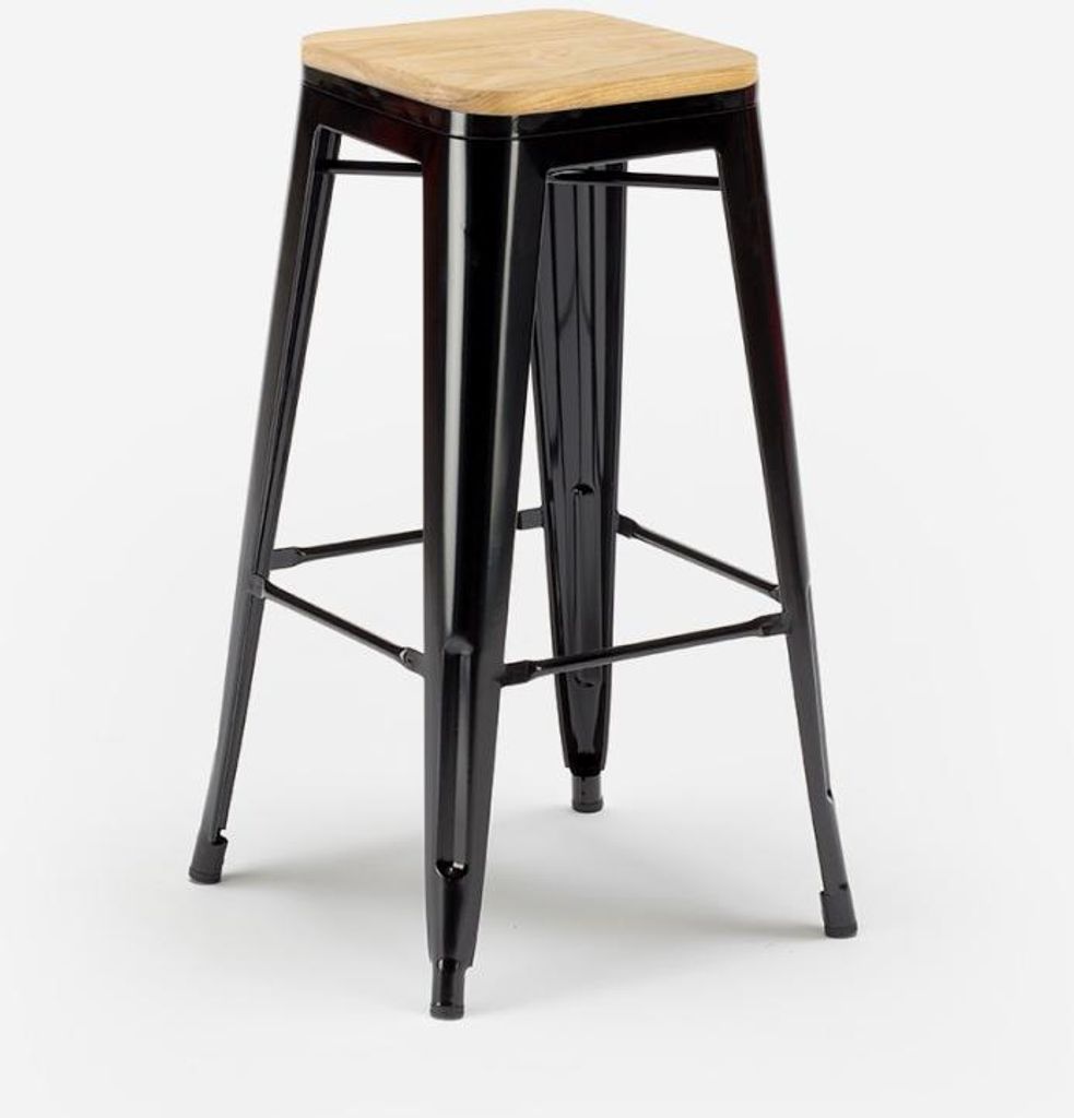 chaises haut bar cuisine métal haut h78cm bois steel up Image du produit 
