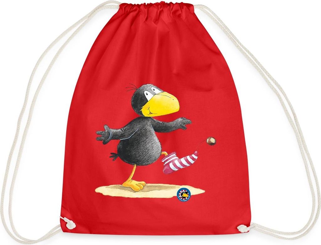 Spreadshirt Der kleine Rabe Socke Kastanie Turnbeutel, One size, Rot