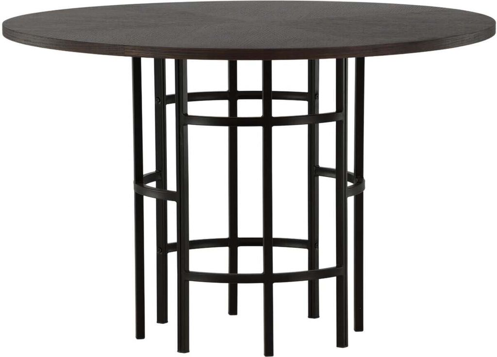 FURNLUX Esstisch Kopenhagen Braun Und Schwarz 115cm / Hauptfarbe: Braun / Abmessungen: 115 x 115 x 74 cm