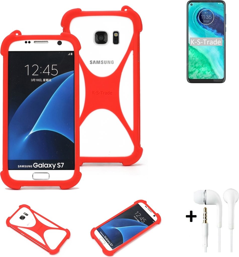 Handy-hülle + Kopfhörer kompatibel mit Motorola Moto G8 Schutz-hülle Bumper Silikon Schutz Hülle Cover Case Silikoncase Silikonbumper TPU Softcase