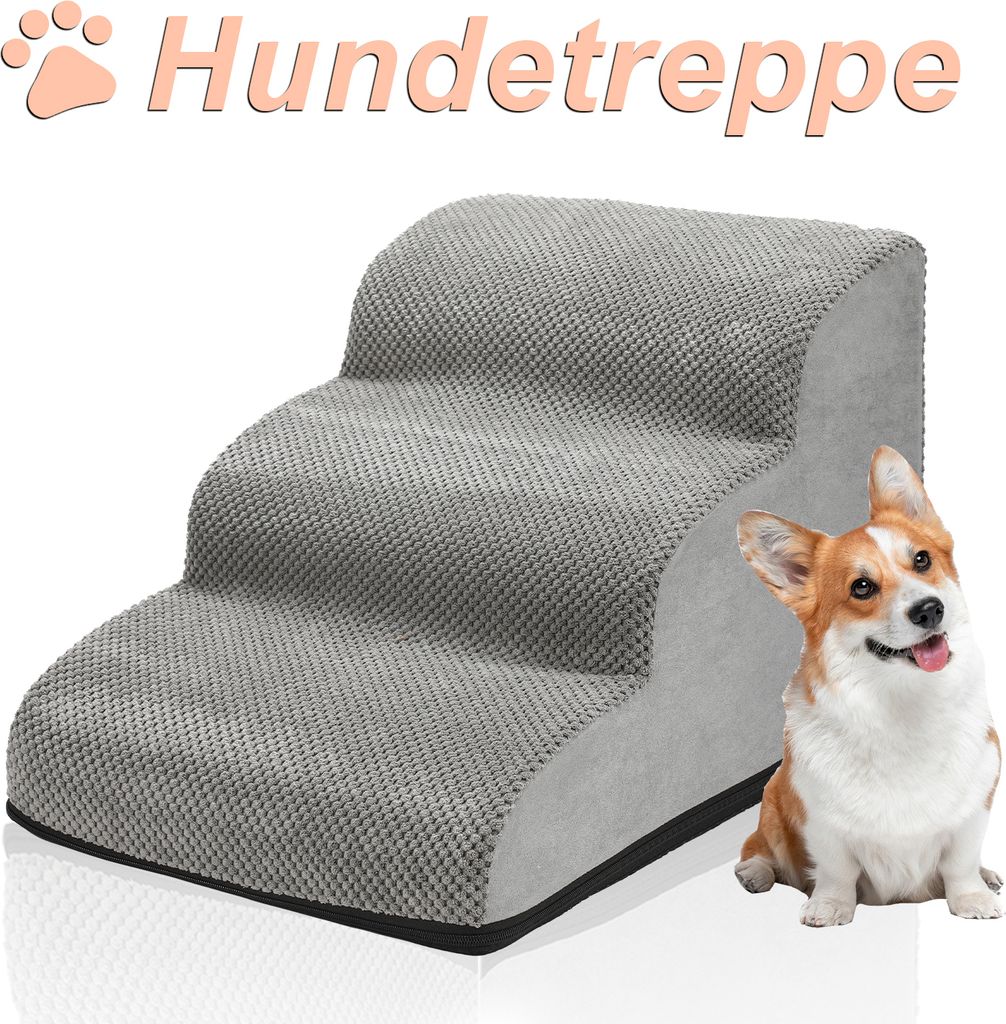 3-stufige Hundetreppe Rutschfeste Haustierrampe Treppen Produktbild 