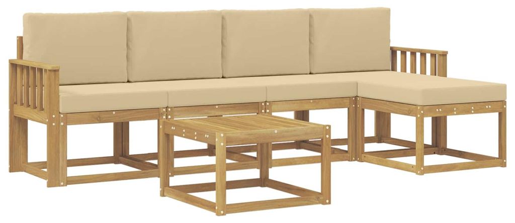 vidaXL Outdoor-Sofagarnitur mit Kissen 6 pcs Weiß und Beige
