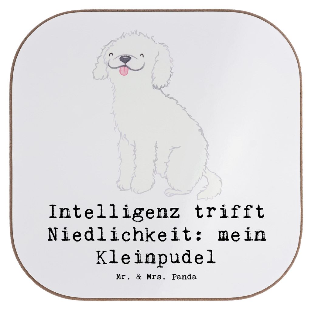 Mr. & Mrs. Panda Tassen Untersetzer Niedlicher Kleinpudel - Weiß - Geschenk, kluger Hund, Holzuntersetzer, Hunderassen Pflege, Eigenschaften, Kaff...