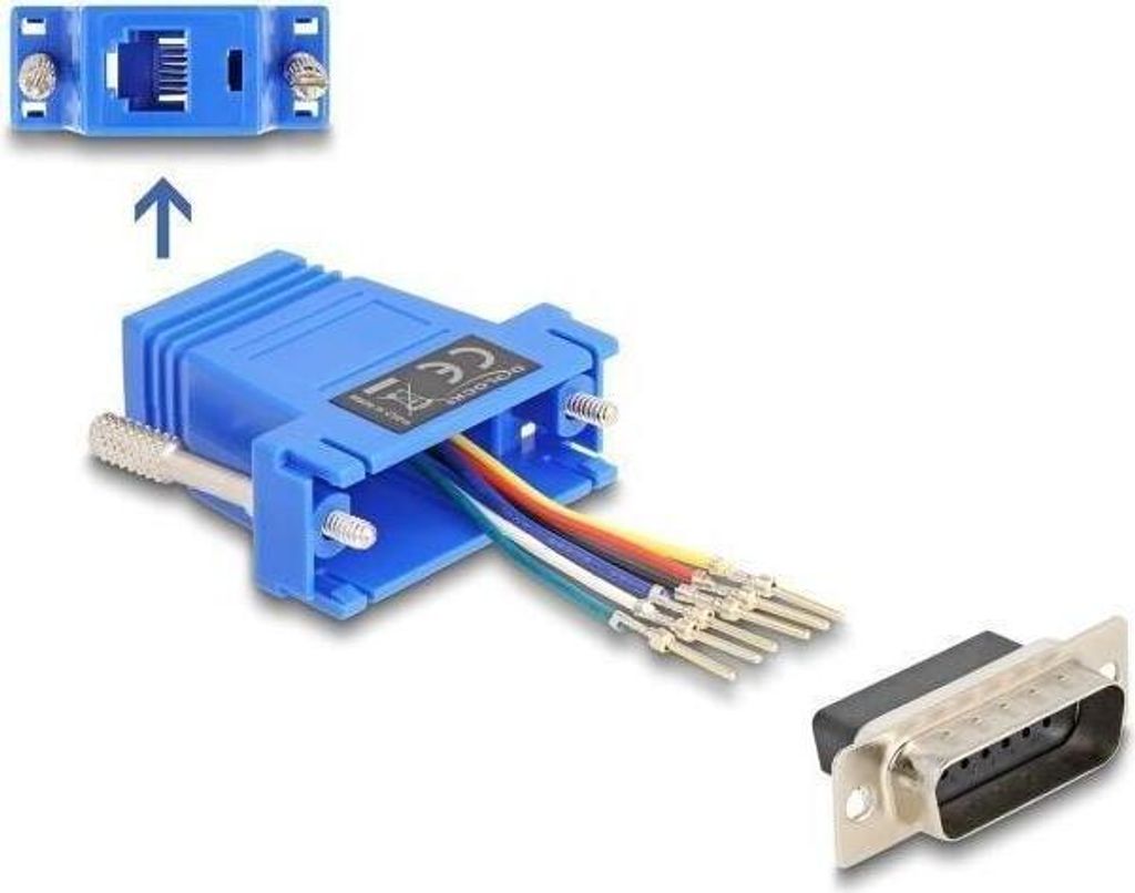 D-Sub 15 Pin Stecker auf RJ12 Buchse Adapter Montagesatz blau