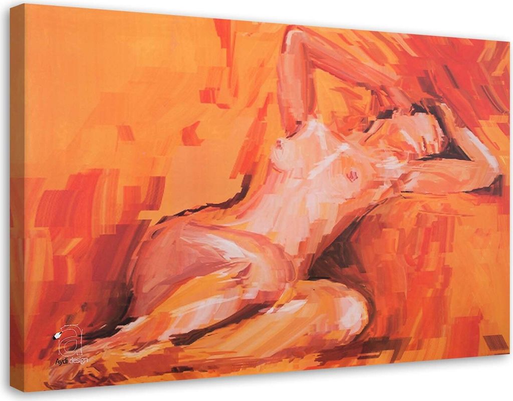 Leinwandbild weiblicher akt - abstrakt 90x60 cm Feeby orange wandbild bereit zum aufhängen