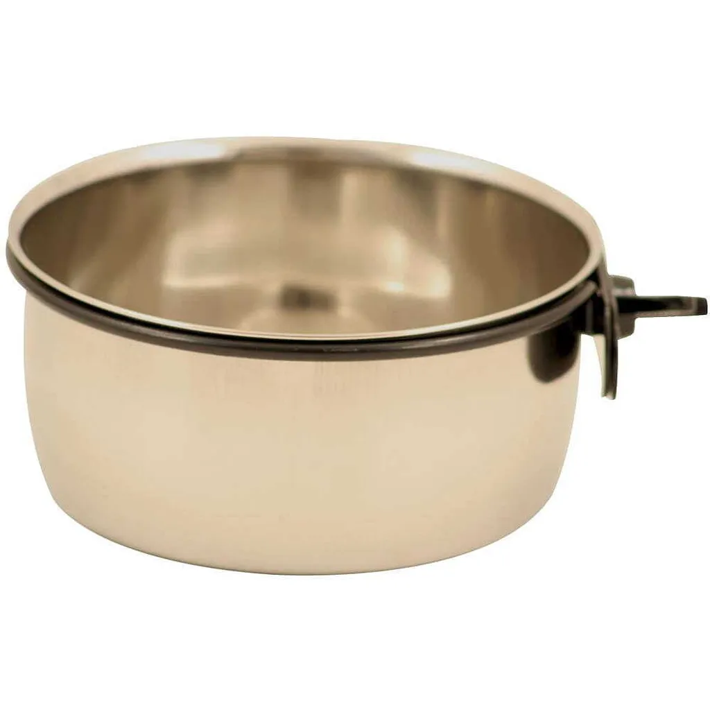 Ciotola Acciaio Inox 150ml con Supporto a Vite per Gabbie e Kennel