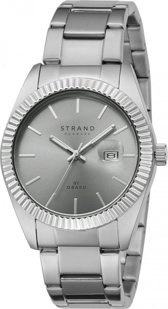 Neu Original Herrenuhr Strand by Obaku S721GDCJSC-DS Silber Datum