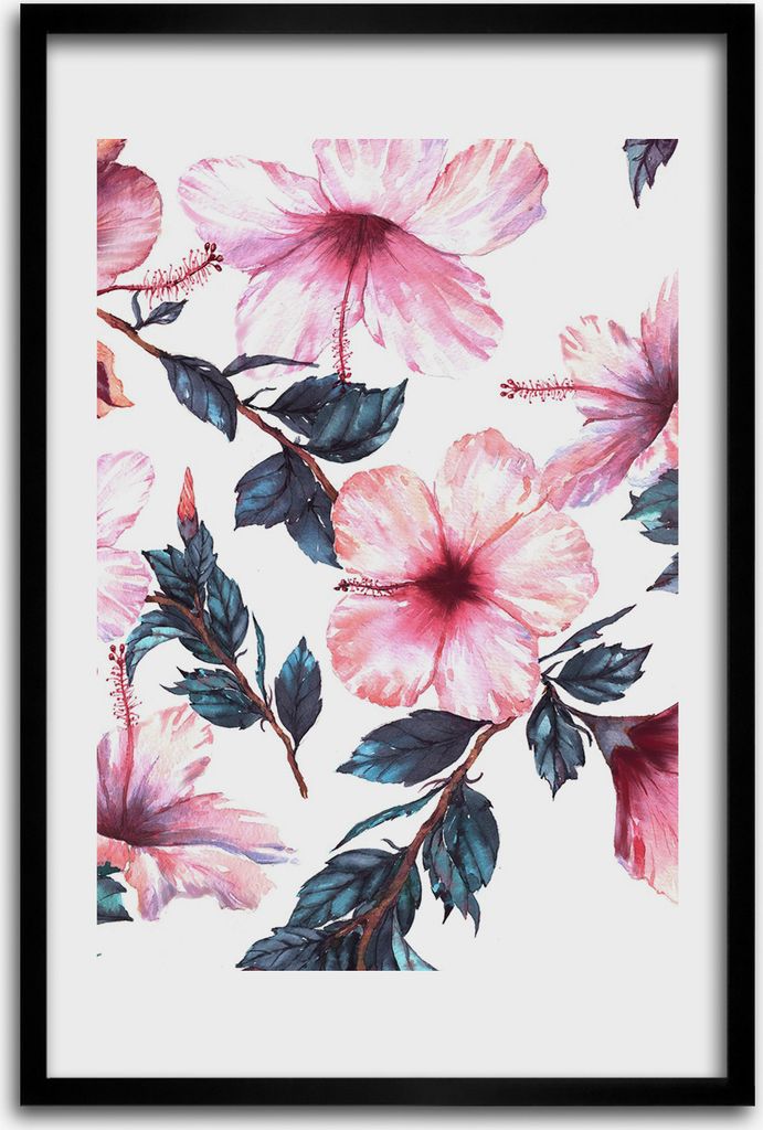 Bild - Bilderrahmen - 40 cm x 60 cm - MDF - Rahmen - Wandkunst - Hibiskus