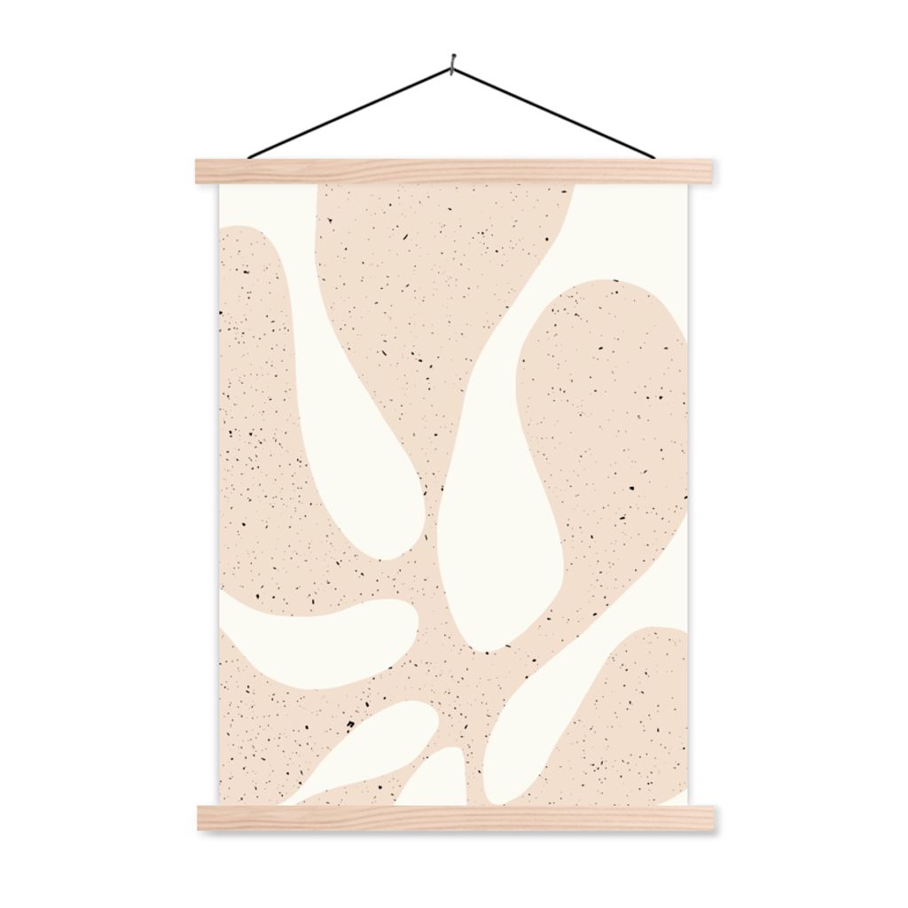 MuchoWow Textilposter Pflanzen - Abstrakt - Rosa - Pastell 60x80 cm mit holzfarbenen Rahmen - Wandbild
