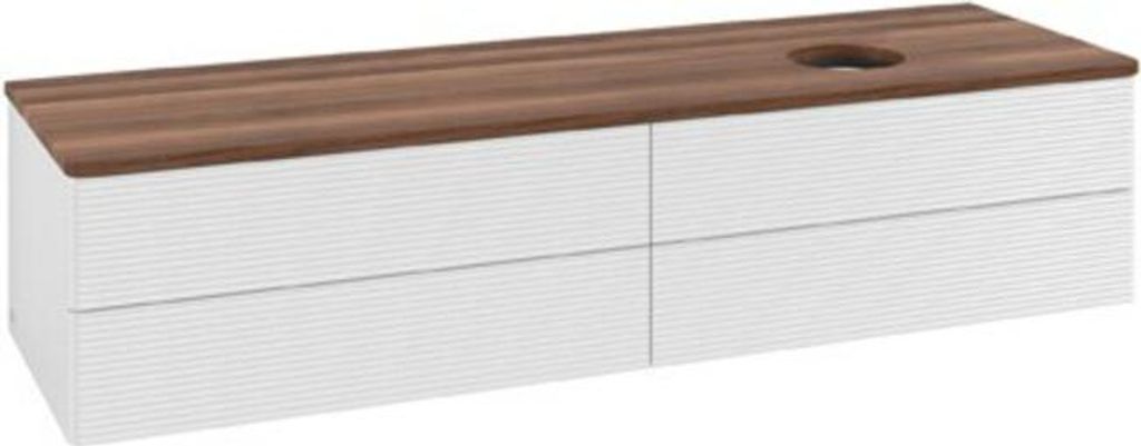 V&B Waschtischunterschrank mit Frontstruktur Antao 160x50cm, WBP-farbe w. wal, glo wh. Lac