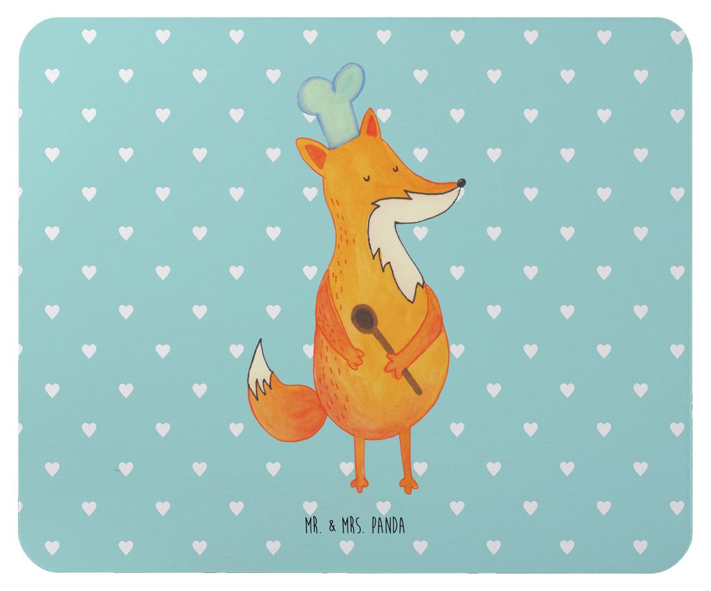 Mr. & Mrs. Panda Mouse Pad Fuchs Koch - Türkis Pastell - Geschenk, pc mausunterlage, Kochlöffel, Bäcker, mousematte, Mauspad, Spruch Lustig, Hun...