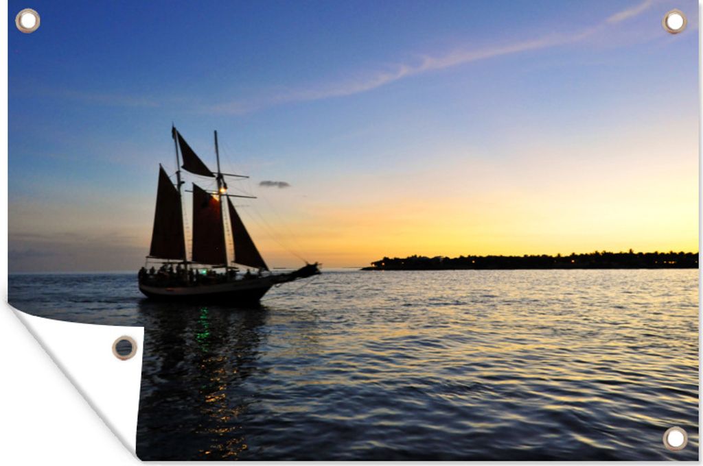 MuchoWow 90x60 cm Outdoor-Poster Gartendeko Sichtschutz Garten Poster für den Garten Segelboot auf dem Meer in der Nähe von Florida bei Sonnen...