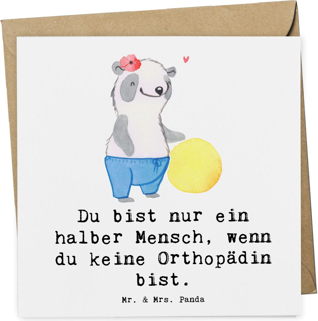 Mr. & Mrs. Panda Grußkarte Orthopädin Herz - Weiß - Geschenk, doppelkarte, Orthopädie, Lustig, Spruch, Klappkarte, Praxis, anlasskarte, Glückw...