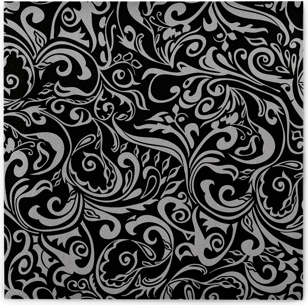 Airlaid Serviette Lias in Schwarz-Silber, 40 x 40 cm, 50 Produktbild 