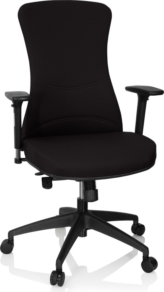 hjh OFFICE Profi Bürostuhl OFFICE XT PRO Ergonomischer Schreibtischstuhl mit Armlehnen (höhenverstellbar) Stoff Schwarz Drehstuhl für Büro, Zuh...