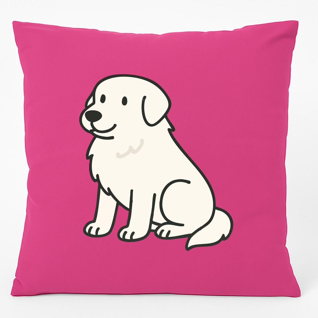Huuraa Kissen Pyrenäenberghund Comic Pyri 40x40cm mit Füllung Fuchsia Baumwolle Dekokissen Geschenkidee
