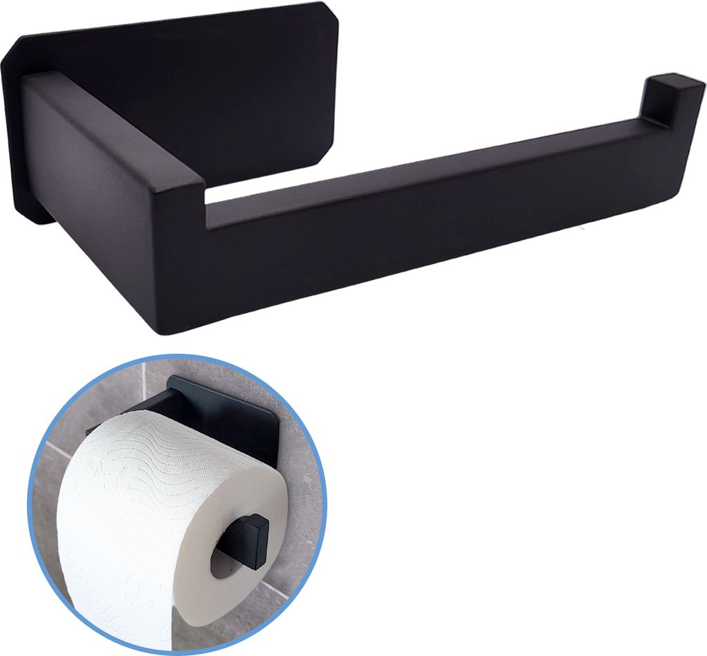 Sanics Manta WC-Rollenhalter ohne Bohren - Selbstklebender Toilettenpapierhalter - WC-Papierhalter - Klopapierhalter Schwarz