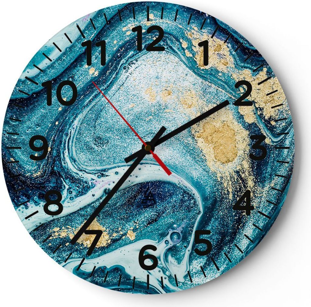 Wanduhr - Rund - Glasuhr - Abstraktion modern - 40x40cm - Produktbild 