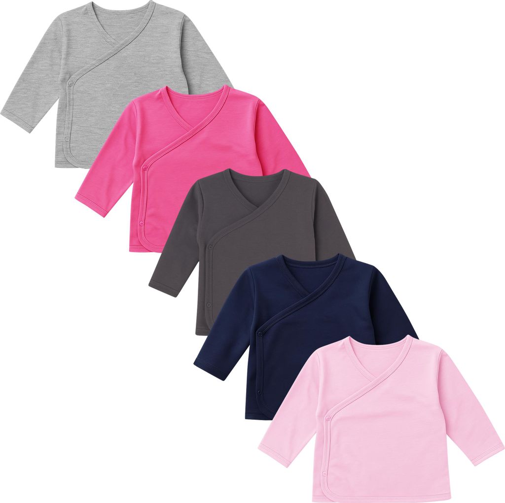 5er Set Mädchen Baby Wickelshirts langarm 100% Baumwolle 74 Variante 1