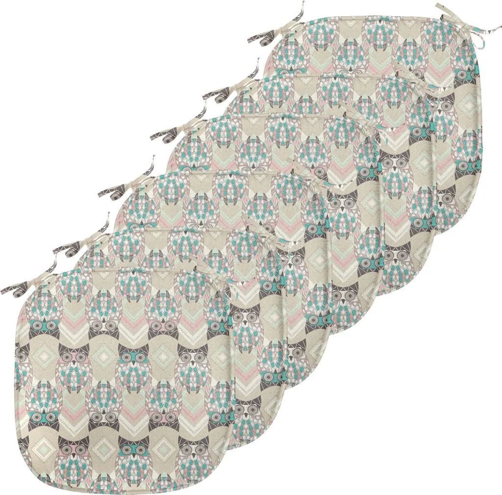 Coussin de Chaise Imperméable à Sangles 40cm, Set de 6, Zigzag Rose et Beige