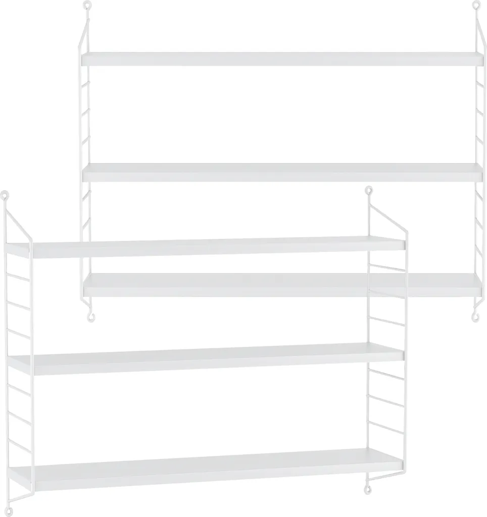 Étagère murale bureau ou salon Strängnäs lot de 2 modules blanc acier