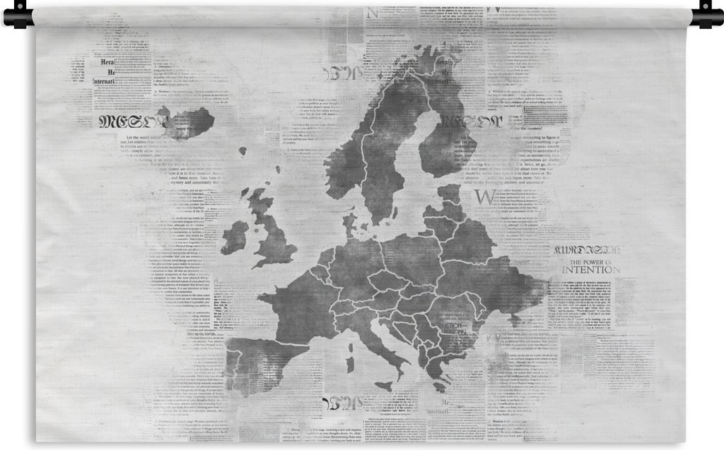 MuchoWow Wandteppich Wandbehang Eurocard auf Zeitungspapier - schwarz und weiß 120x80 cm Tapisserie Dekoration Wandtuch - Wanddekorationen - Wan...