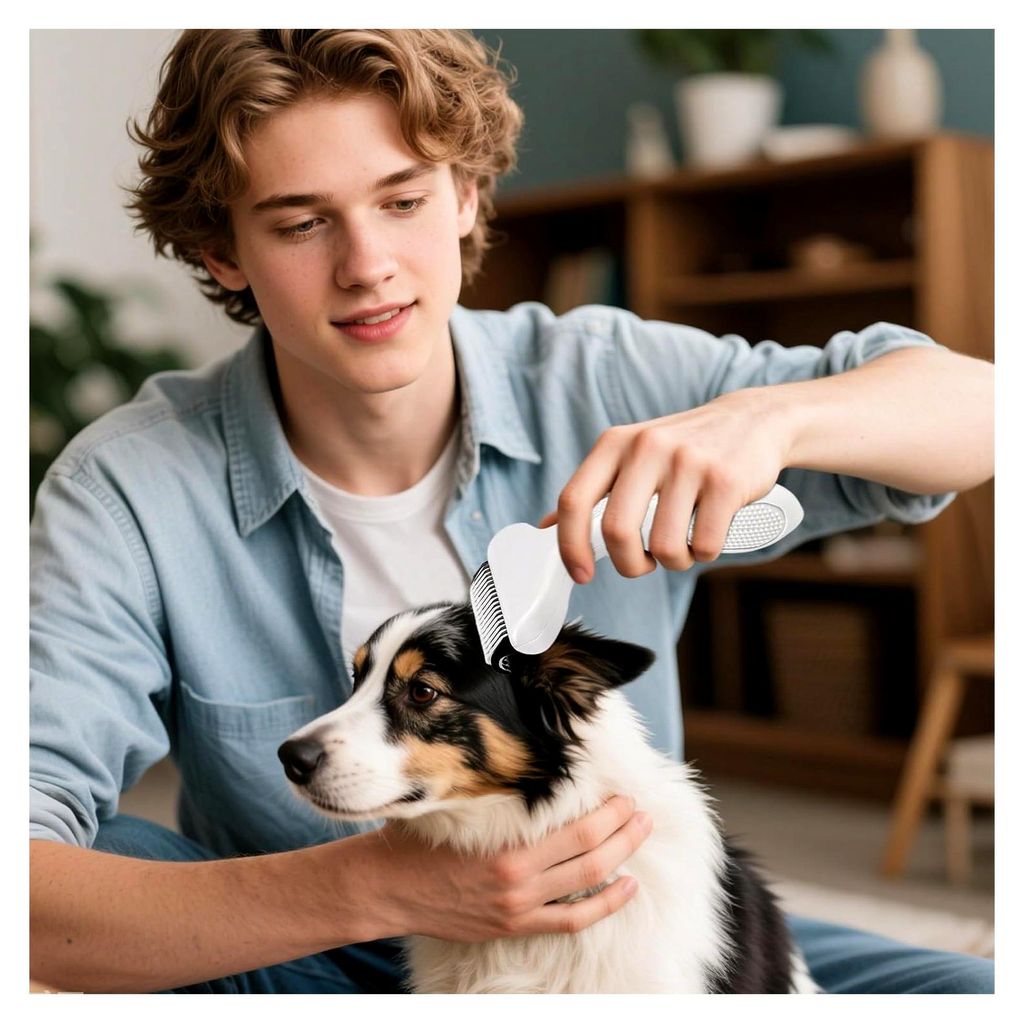 Katzenbürste zur Fellpflege, selbstreinigend, sanfte Pflege für Langhaarkatzen und Hunde – geeignet für alle Rassen, Entfilzung, Welpen, Kätz...