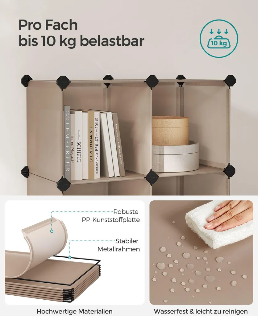 Étagère modulable 6 compartiments DIY brun camel montage facile rapide