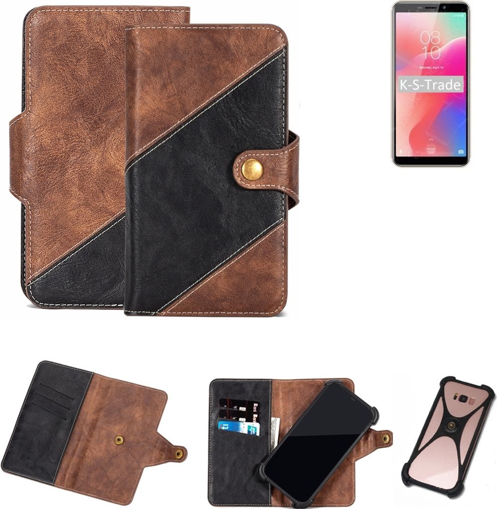 K-S-Trade Handy Hülle Schutz Hülle Schutzhülle Bookstyle Case kompatibel mit HomTom C1 Handy Cover Hülle Schutztasche 1x