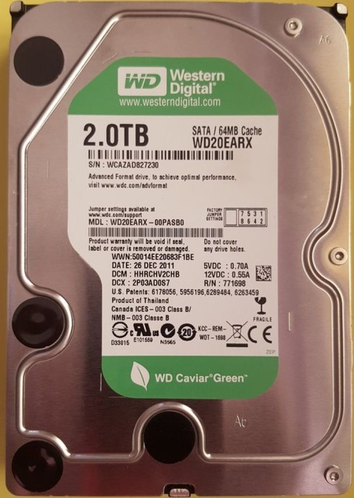 Western Digital WD20EARX  2TB SATA 3,5" Produktbild 