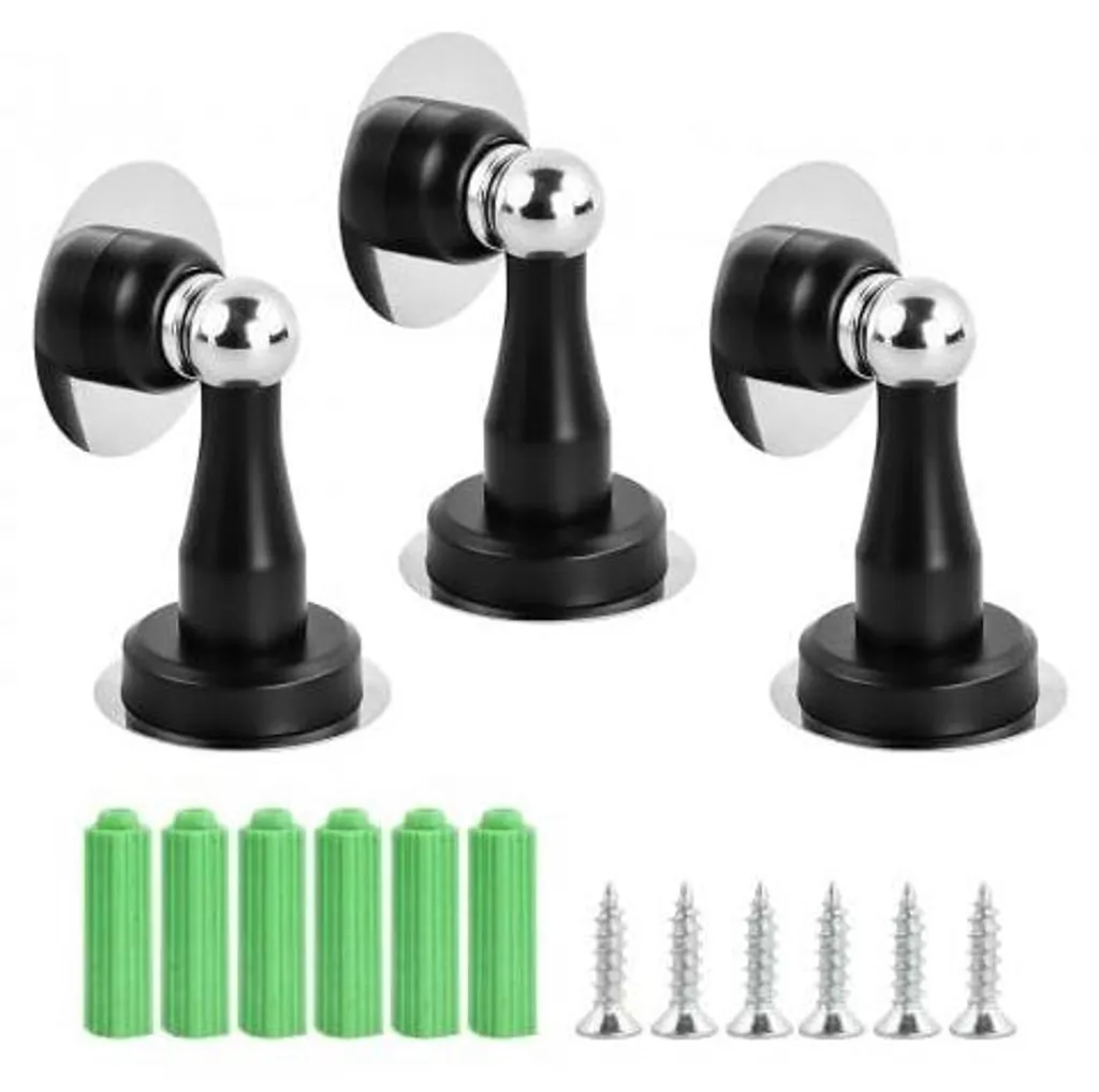 Évitez les chocs muraux avec ce butoir de porte magnétique noir 3x