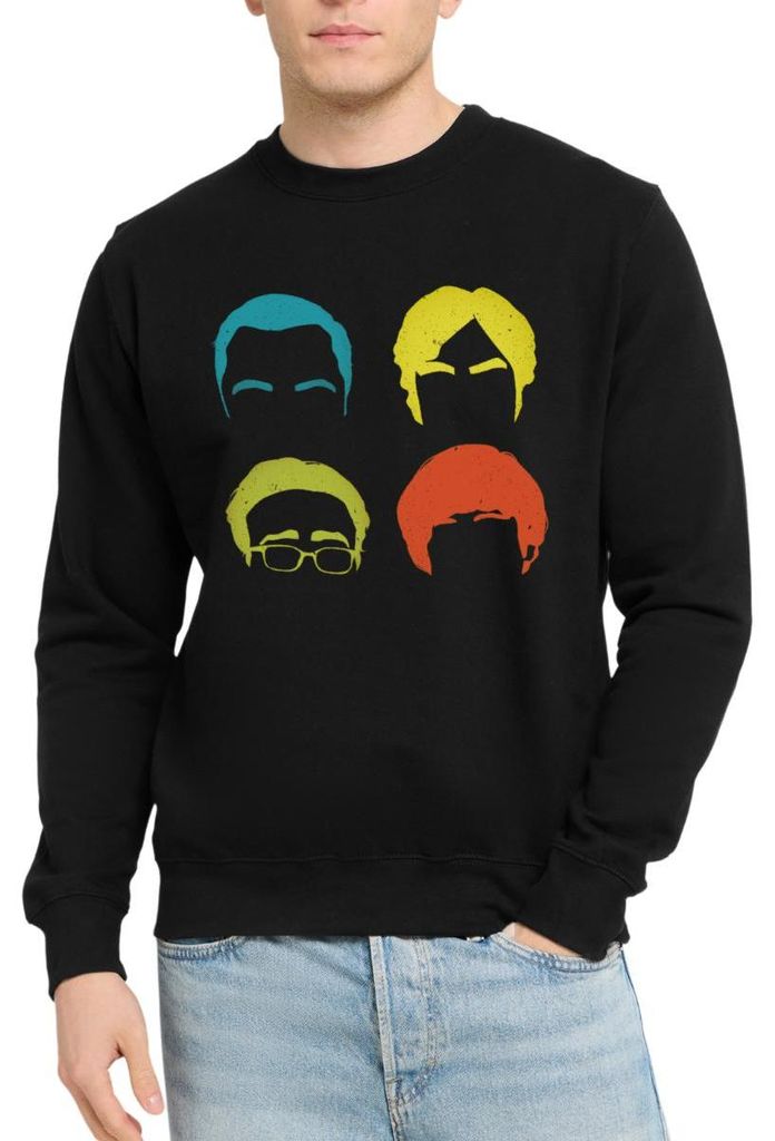 Spreadshirt The Big Bang Theory Schlaue Köpfe Team Pop Art Uni Pullover, S, Schwarz
