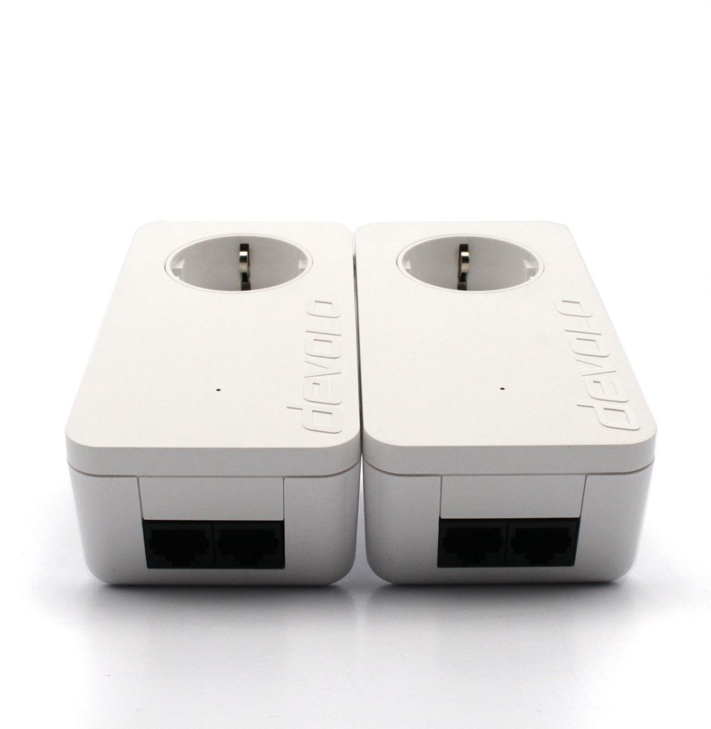 Devolo dLAN 500 duo Starter Kit (500 Mbit/s, 2 adapters in een set, 2x LAN- poort, stopcontact, gegevensfilter, netwerk, powerline) wit