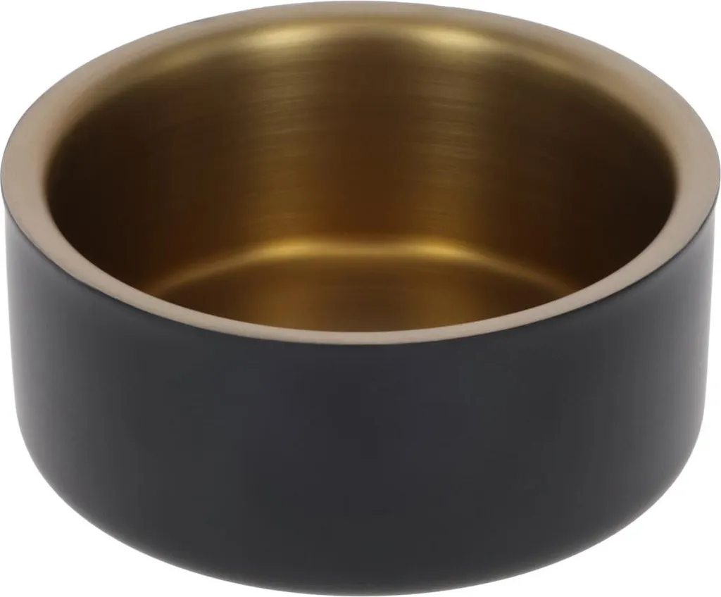 Bol en acier inoxydable KERBL Golden 17 cm - Gamme de luxe 900 ml Noir/Or