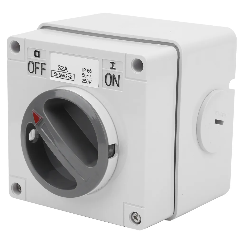Interrupteur étanche extérieur 2P32A 250V avec voyants et bouton rotatif