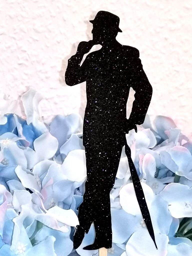 Mann Man Cake Topper Geburtstag Torten Stecker Kuchen Deko Schwartz Gold Silber