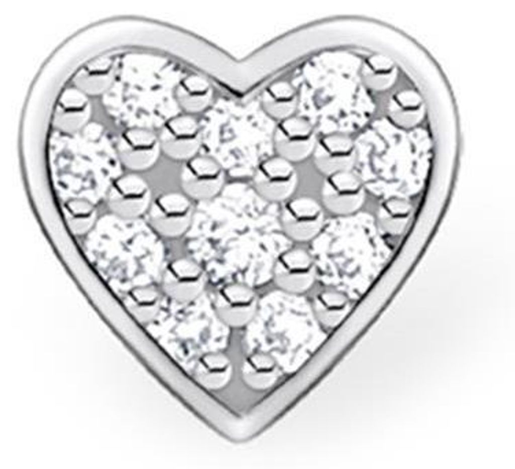 Thomas Sabo Single Herz Ohrstecker aus 925er Silber mit Zirkonia