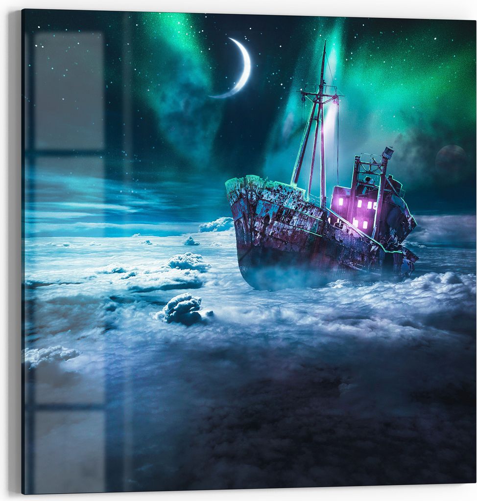 DEQOART Glasbild Echtglas 50x50 cm 'Himmelssegler' Wandbild Bild modern Deko