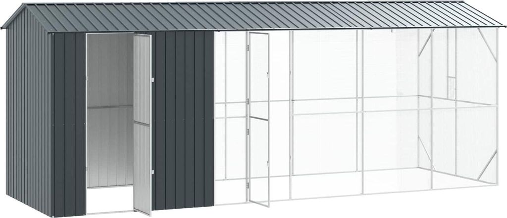 vidaXL Klatka dla ptaków antracyt 645 x 208 x 247 cm Stal Zdjęcie produktu 