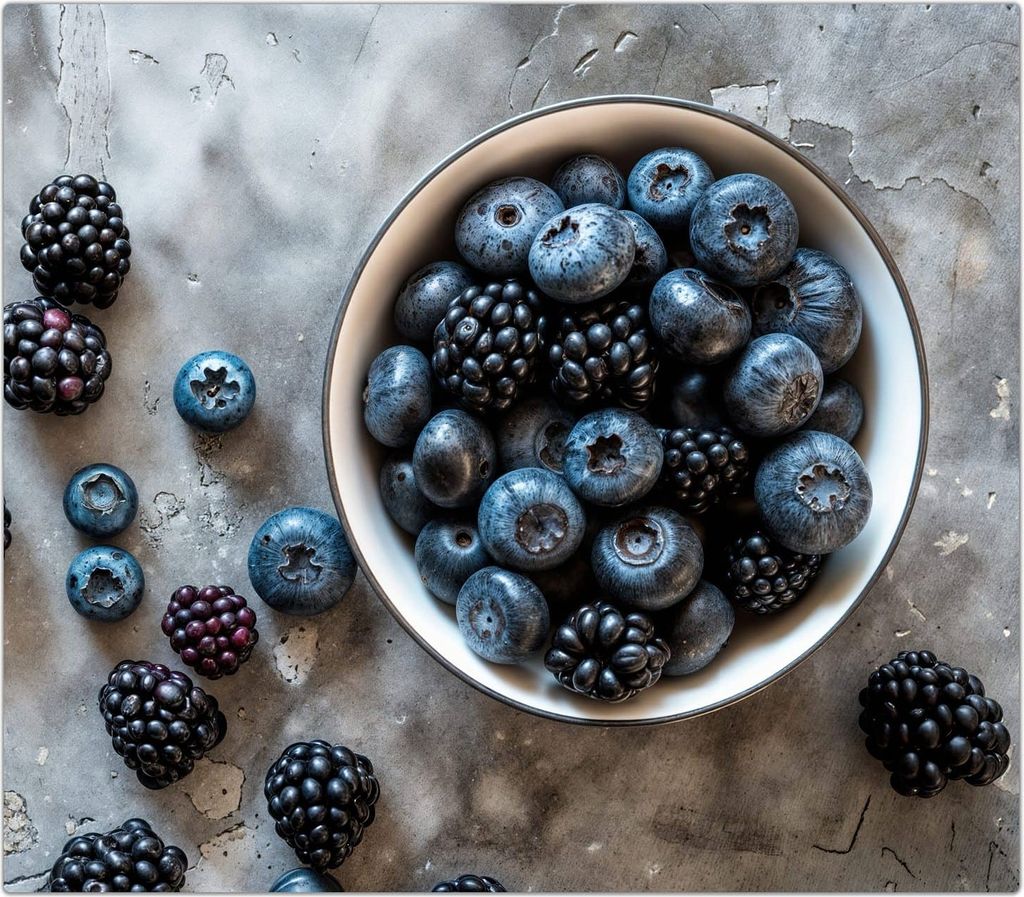 Spritzschutz Herdabdeckplatte Schneidebrett aus Glas Heidelbeeren Brombeeren 1-Teilig (60x52cm)