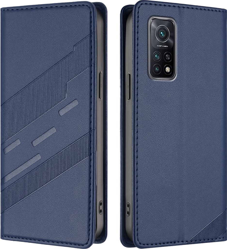 Hülle für Xiaomi Mi 10T/ Mi 10T Pro, Kunstleder Brieftaschen Handyhülle mit Kartenfach und Standfunktion Blau