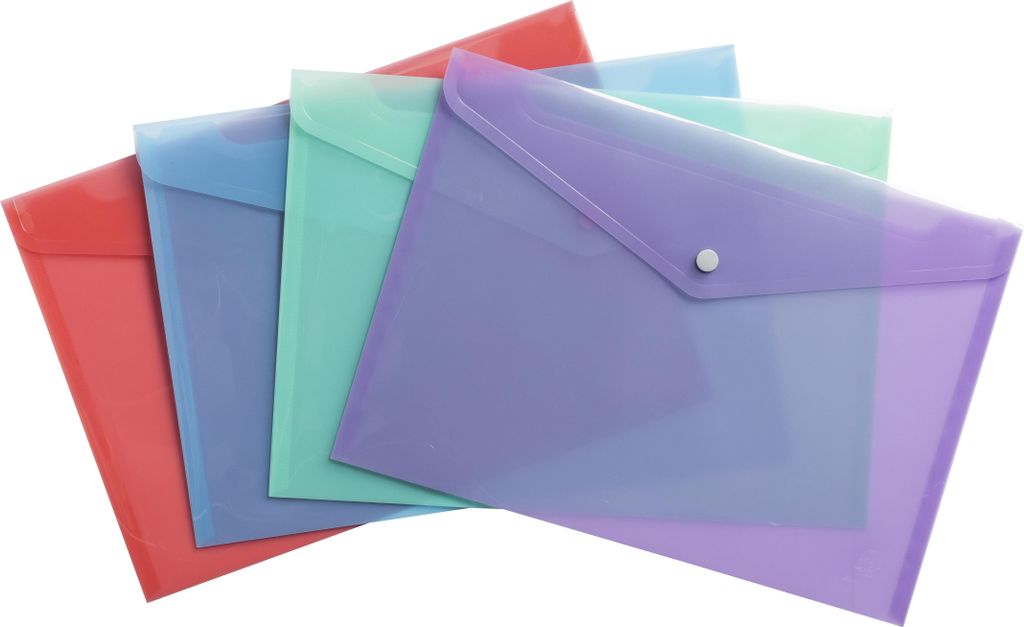 Hüllen mit Druckknopf, PP 200, A4, Chromaline Pastell - Farben sortiert