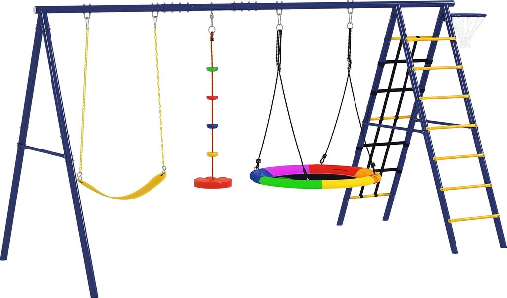 AIYAPLAY Kinderschaukel-Set 6 in 1 Schaukelgerüst aus Stahl mit Gurtschaukel